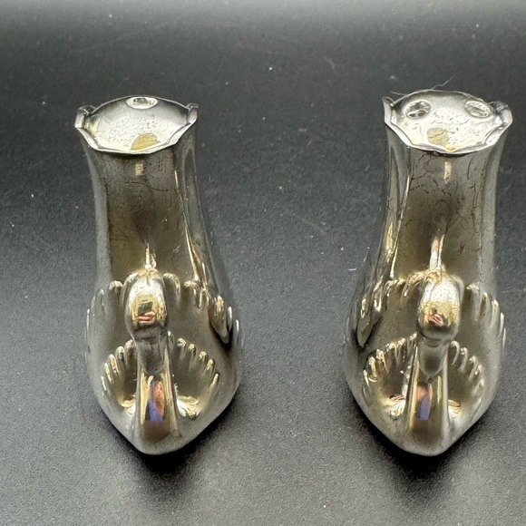 Davco Silver Plated Swan Salt & Pepper Shakers In Basket Vintage - Picture 13 of 13